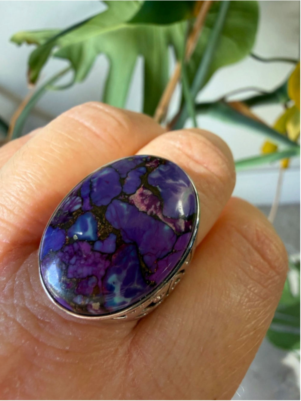 Sterling Silver Purple Mojave Turquoise Ring Thick 925 Size 9